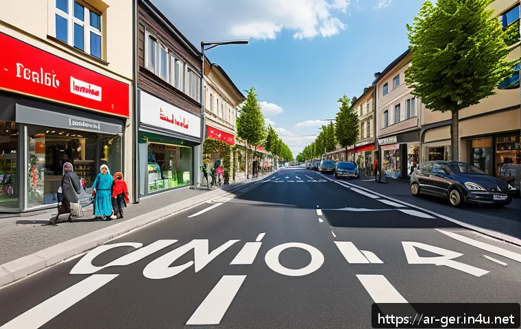 독일에서 운전하는 법 - A detailed urban street scene in a German city designed for Arabic-speaking drivers: include clearly...